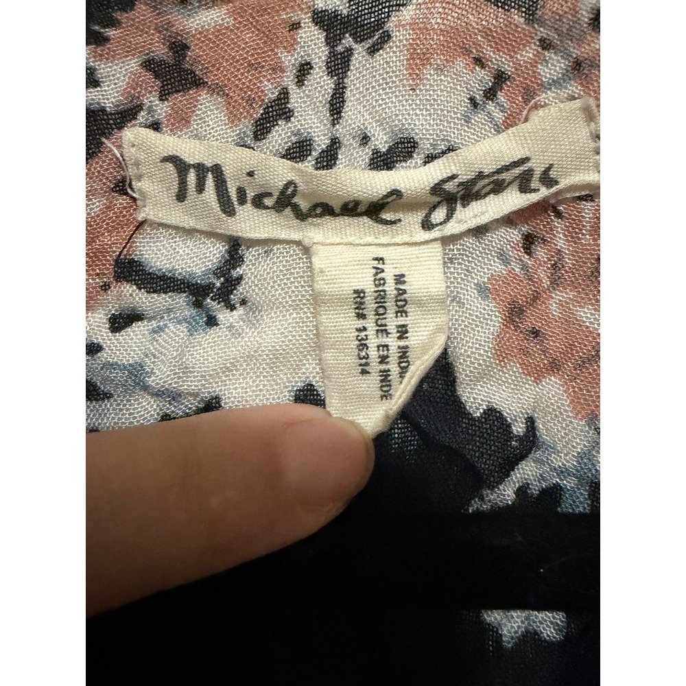 Michael Stars Floral Kimono Wrap Cardigan Navy Pink White One Size Boho Cover Up - Picture 3 of 3